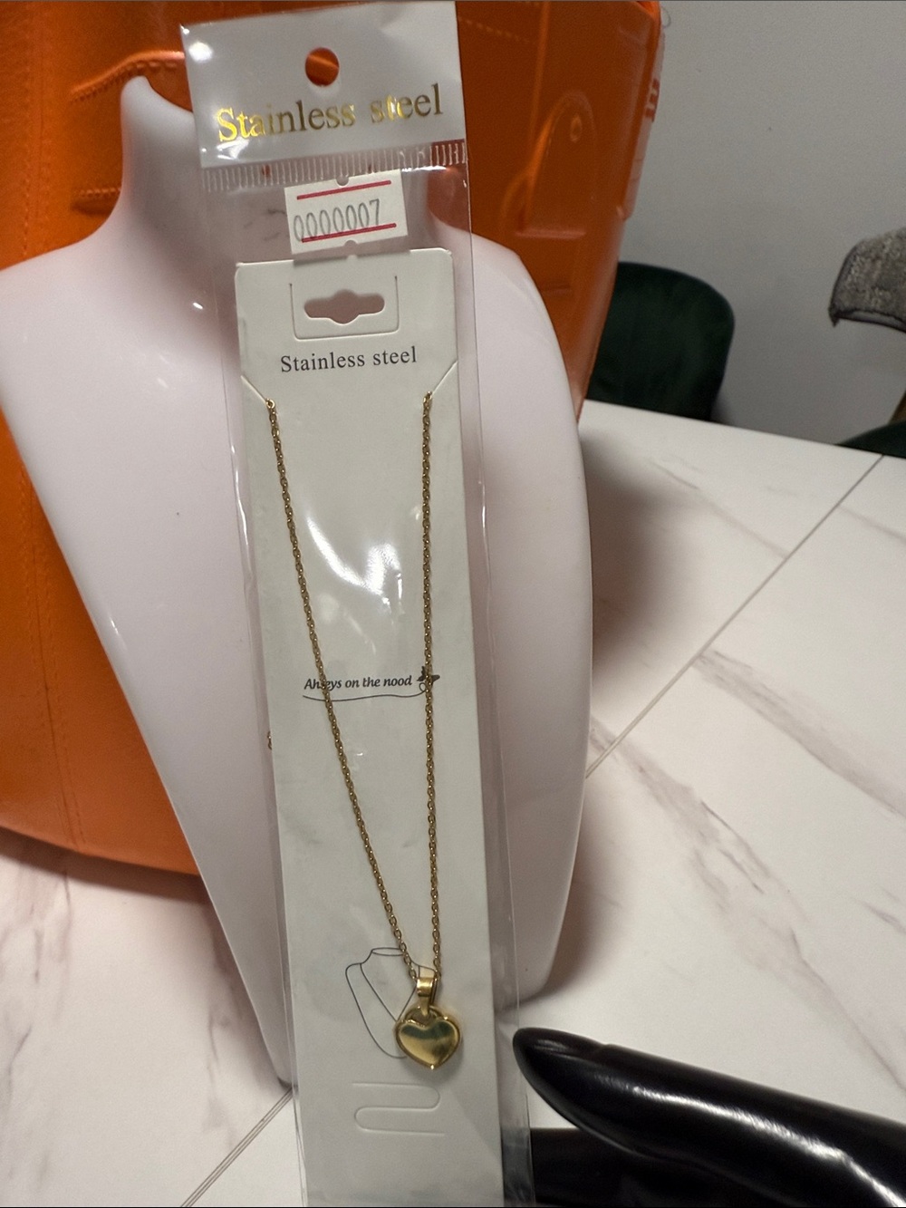 Gold Stainless Steel Heart Pendant Necklace - Elegant Women's Jewelry